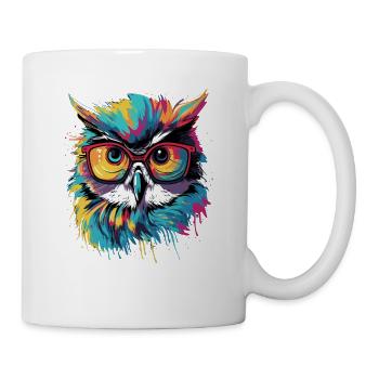 Lustige Eule mit Brille - Tasse - Weiß - Rechts