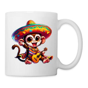 Cinco de Mayo Cute Monkey Guitarist Cartoon Design - Mug - white - Right