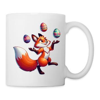 Ostern Fuchs Jongleur mit Eiern - Tasse - Weiß - Rechts