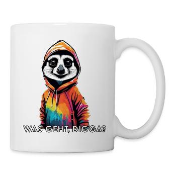 Was geht Digga? Cooles Erdmännchen - Tasse - Weiß - Rechts