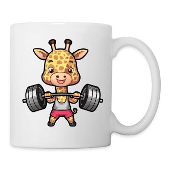 Giraffe with dumbbells fitness fun - Mug - white - Right
