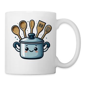 Kochtopf Topf mit Gesicht - Tasse - Weiß - Rechts