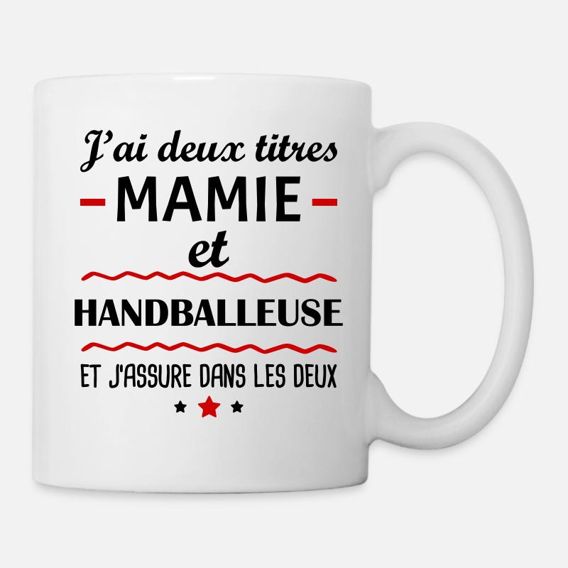 Deux titres mamie handballeuse,handball,grand-mère - Mug blanc - blanc