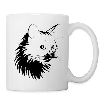 Katze, katzenmotiv, süße, geschenk, geschenkideen - Tasse - Weiß - Rechts