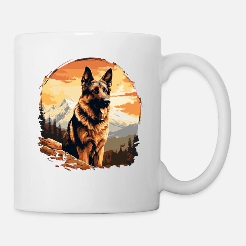 Deutscher Schäferhund in den Bergen - Tasse - Weiß