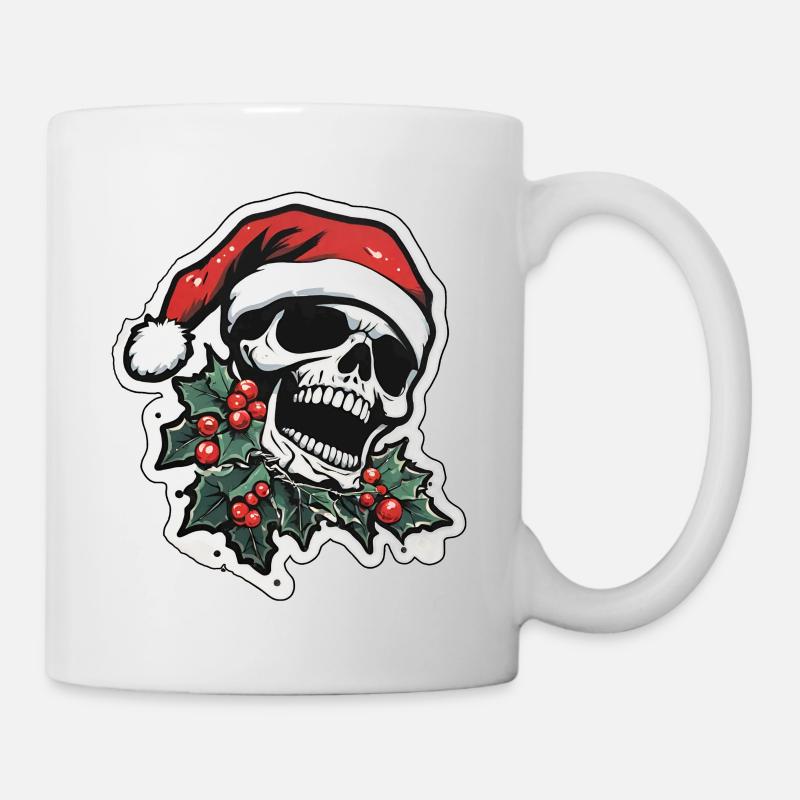 Crâne de Noël crâne père Noël tatouage - Mug blanc - blanc