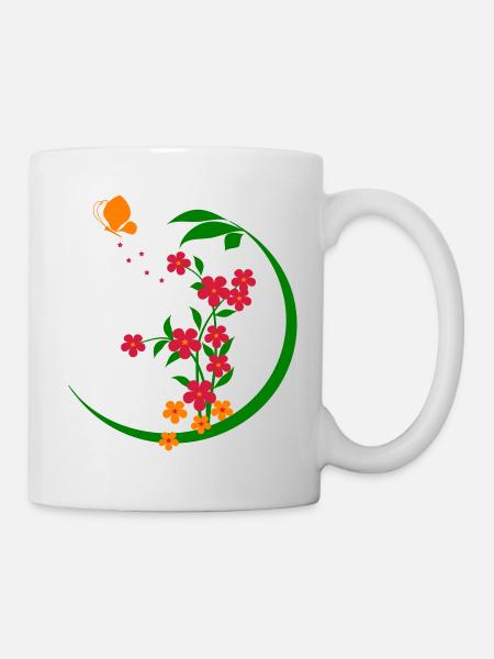 Garten Blumen Schmetterling - Tasse - Weiß