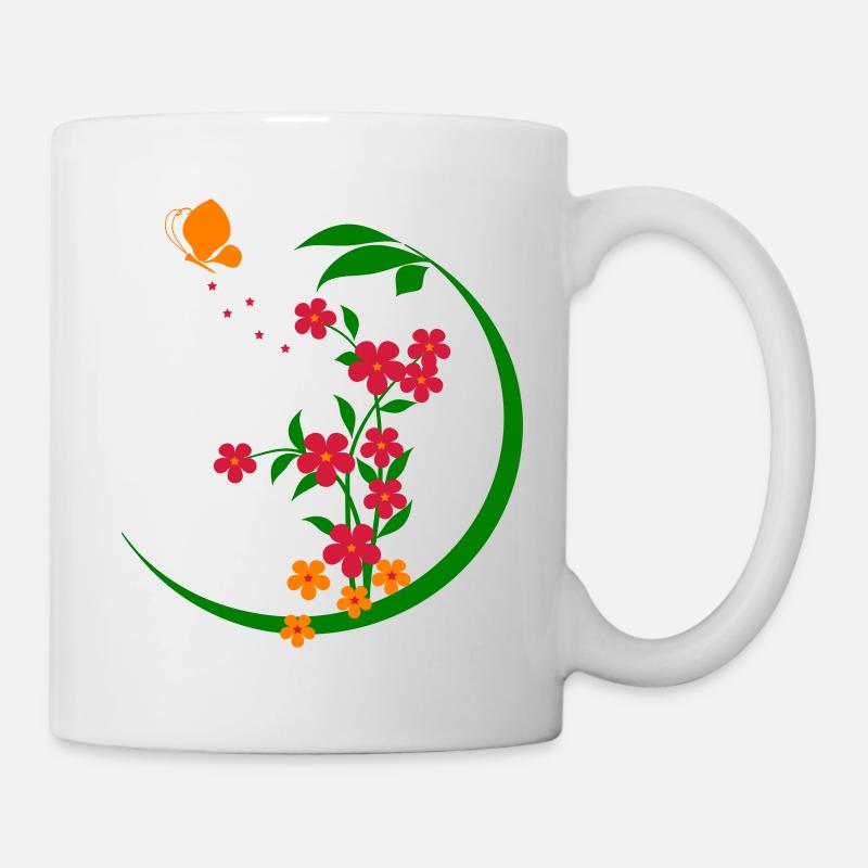 Garten Blumen Schmetterling - Tasse - Weiß