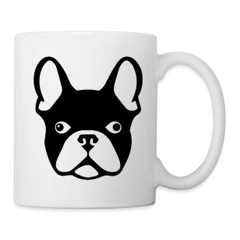 Französische Bulldogge - Tasse - Weiß - Rechts