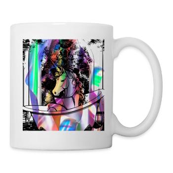 Einhorn, Graffiti, Badezimmer, Bad, Malerei, bunt - Tasse - Weiß - Rechts