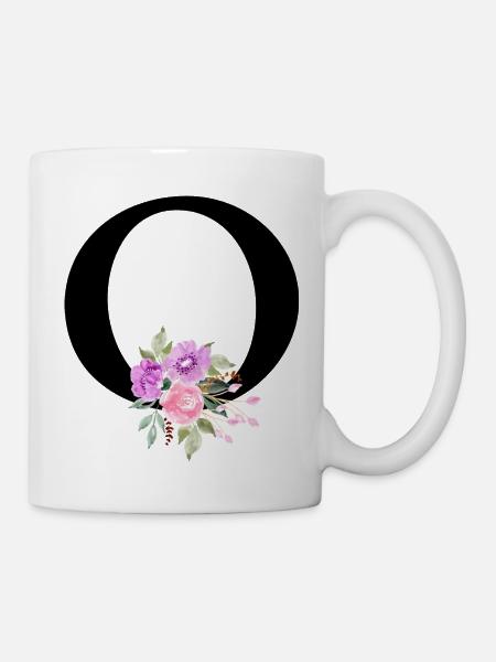 Lettre o floral violet - Mug blanc - blanc