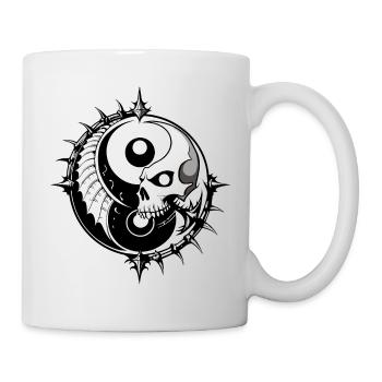 Yin Yang Skull / Totenkopf asia Philosophie FS0163 - Tasse - Weiß - Rechts