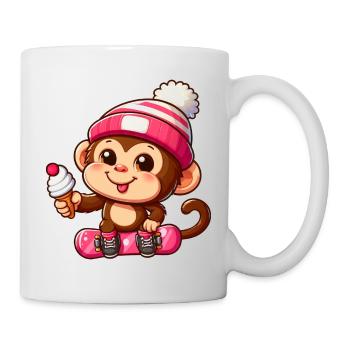 Chimpanzé Snowboarder Action Hivernale - Mug blanc - blanc - Droite