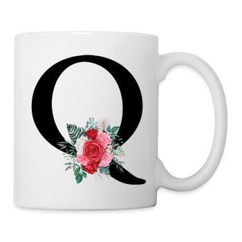 Roter Blumenbuchstabe Q - Tasse - Weiß - Rechts