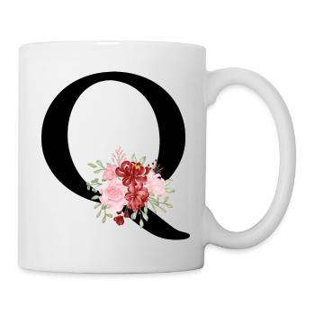 Red Floral Letter Q - Mug - white - Right