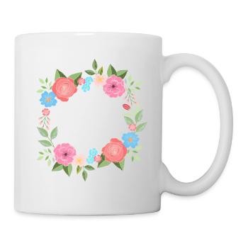 Frühlingsblumen mit viel Platz für deinen Text - Tasse - Weiß - Rechts