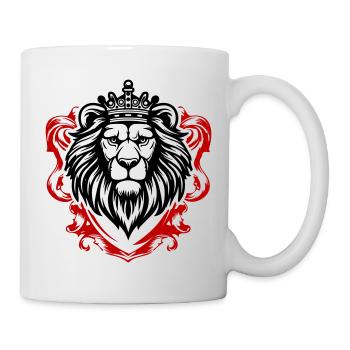 Löwe Kopf Schild Krone König - Tasse - Weiß - Rechts