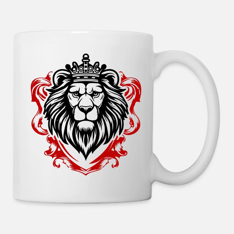 Löwe Kopf Schild Krone König - Tasse - Weiß