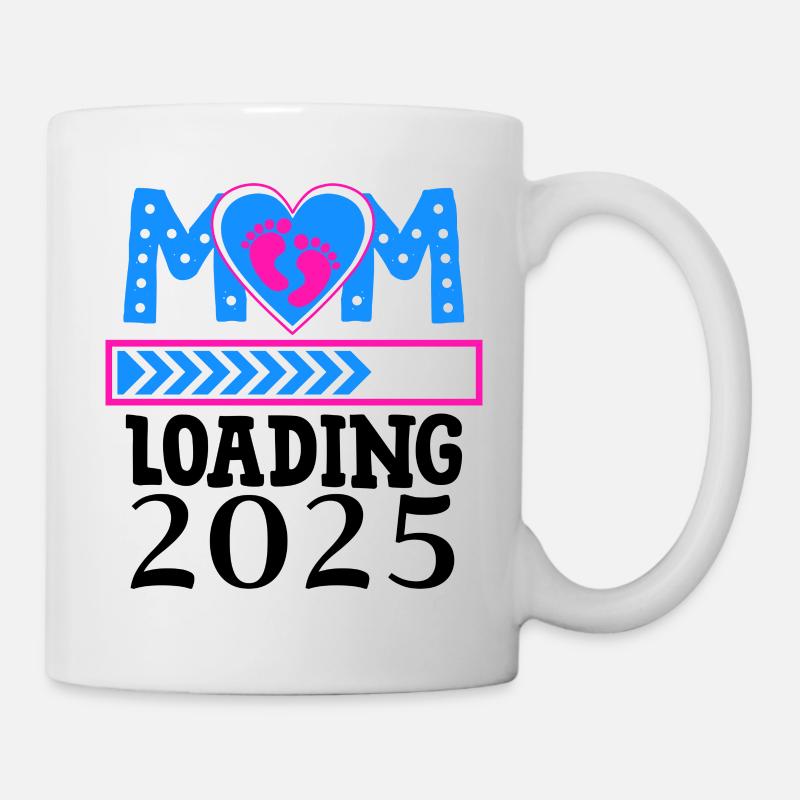 Maman 2025 chargement, future maman 2025 coeur - Mug blanc - blanc