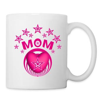 MOM in Pink mit vielen Sternen. - Tasse - Weiß - Rechts