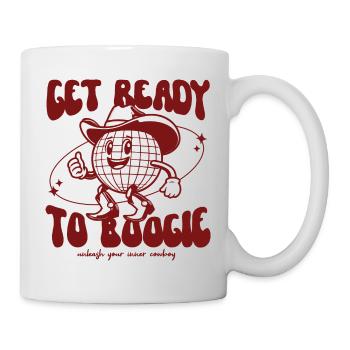Get Ready To Boogie | Discokugel Cowboy Hut Funny - Tasse - Weiß - Rechts