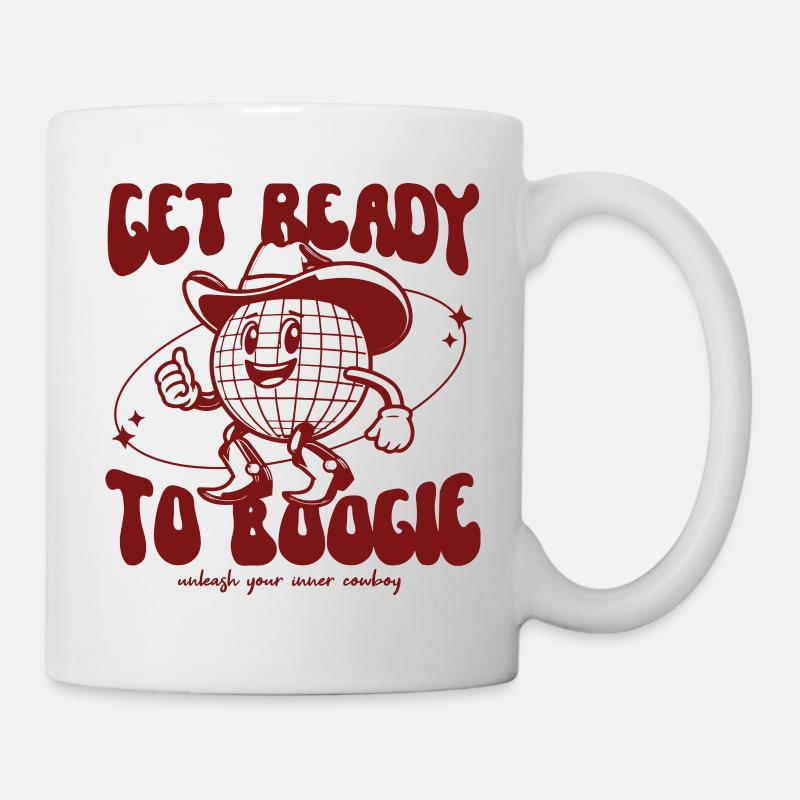 Get Ready To Boogie | Discokugel Cowboy Hut Funny - Tasse - Weiß