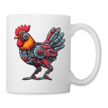 Huhn & Hahn Cyborg Roboter Design - Tasse - Weiß - Rechts