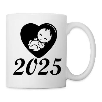 Baby kommt 2025 zur Welt, Baby kommt 2025 - Tasse - Weiß - Rechts