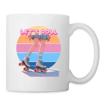 Let's Roll Retro Sunset Rollerskating Girl - Mug - white - Right