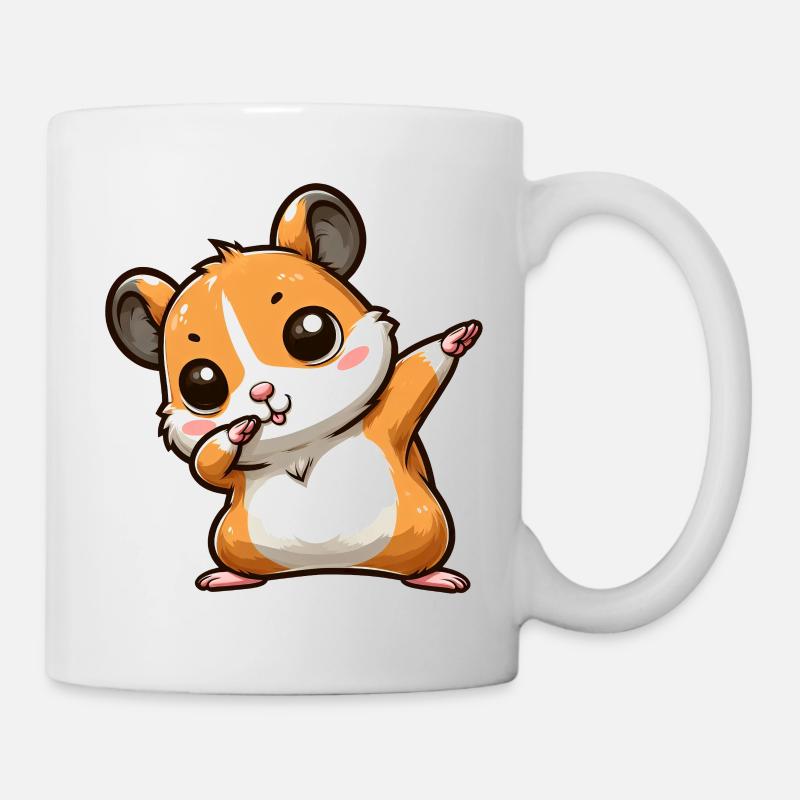 Dabbing Hamster: Niedlicher Cartoon-Spaß - Tasse - Weiß