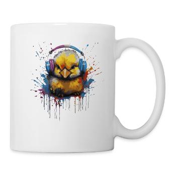 Küken hört Musik mit Kopfhörern - Tasse - Weiß - Rechts