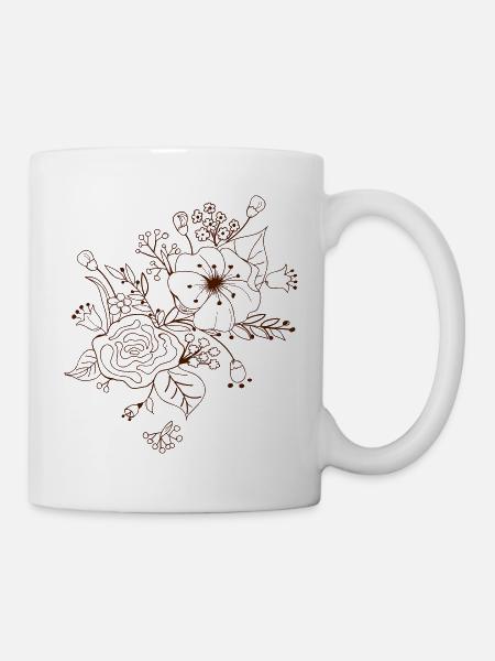 Blumenranke - Tasse - Weiß