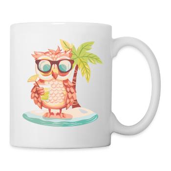 Owl Summer Beach Vacation - Mug - white - Right