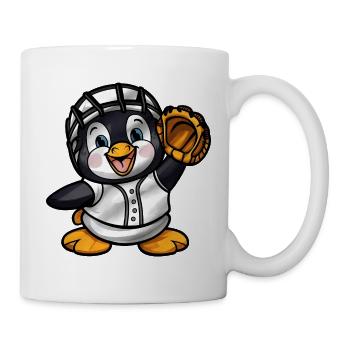 Pinguin Baseballspieler Cartoon - Tasse - Weiß - Rechts