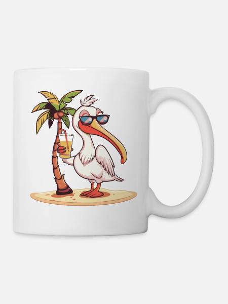 Pelikan Vogel Sommer Urlaub - Tasse - Weiß