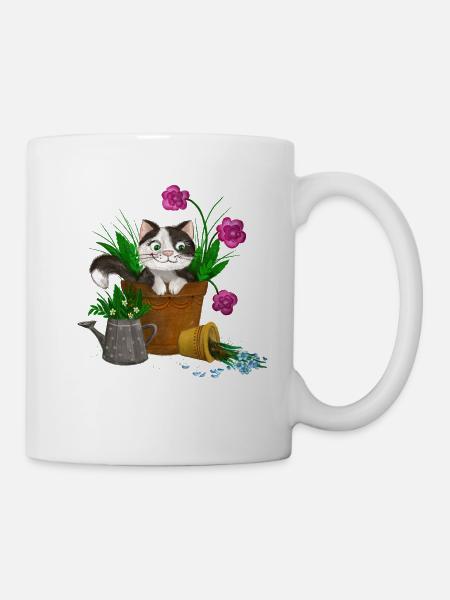 Chat dans le jardin - Mug blanc - blanc