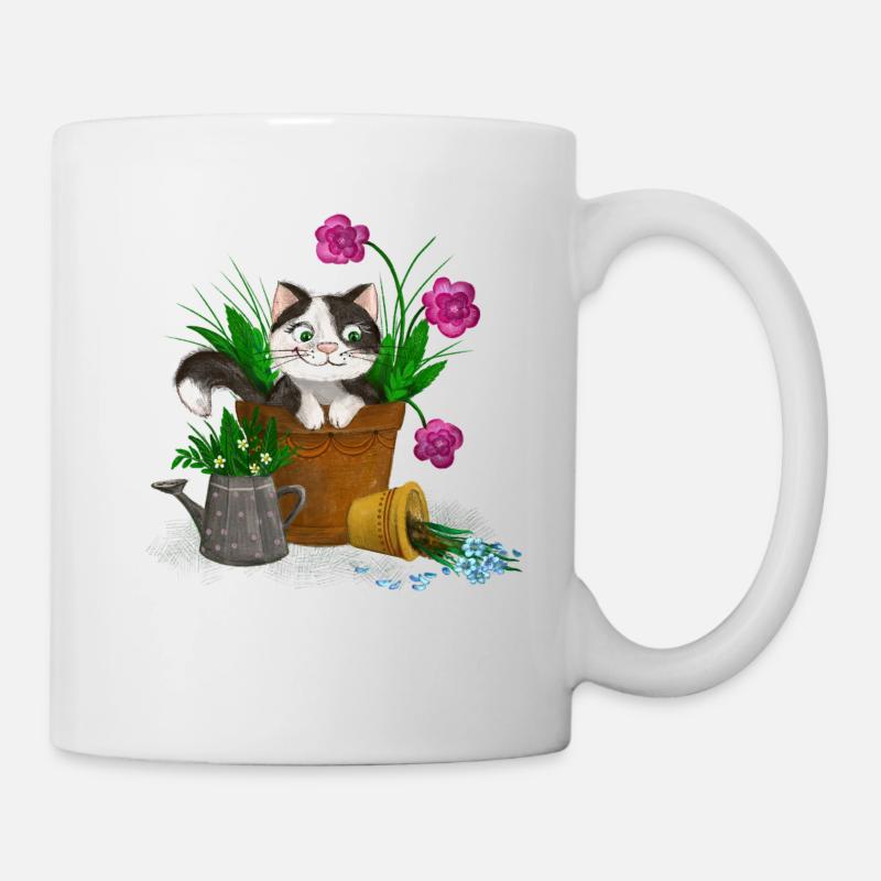 Chat dans le jardin - Mug blanc - blanc