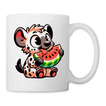 Hyäne genießt Wassermelone im Sommer - Tasse - Weiß - Rechts