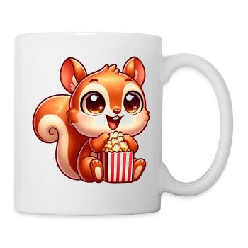Süßes Eichhörnchen mit Popcorn Cartoon - Tasse - Weiß - Rechts
