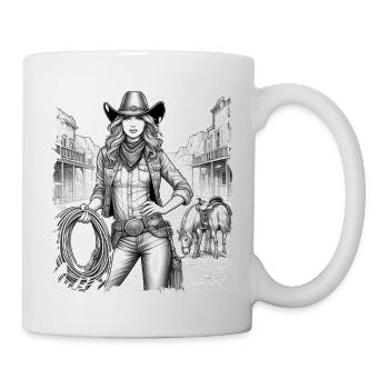 western vintage cowboy fille ouest sauvage américain - Mug blanc - blanc - Droite