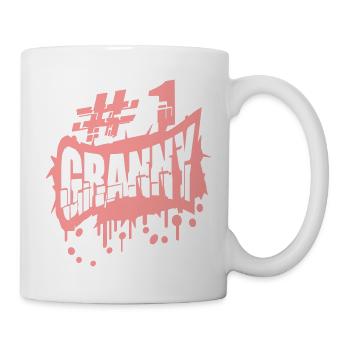 Nummer 1 Granny Nr One Stempel Oma Graffiti - Tasse - Weiß - Rechts
