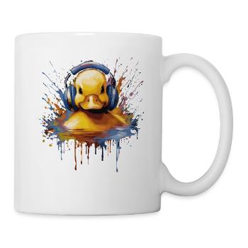 Entenbaby hört Musik mit Kopfhörern - Tasse - Weiß - Rechts