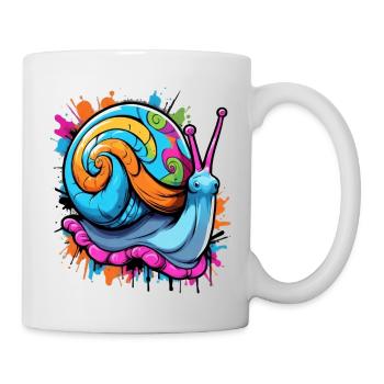 Partyschnecke bunte Weinbergschnecke - Tasse - Weiß - Rechts