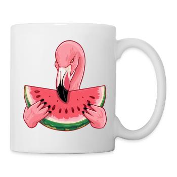 Flamingo Sommer Wassermelone Genuss - Tasse - Weiß - Rechts