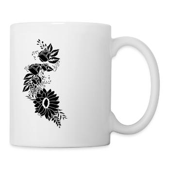 Lettre g floral noir et blanc - Mug blanc - blanc - Droite