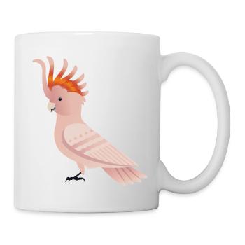 Kakadu Rosa Vogel Grafik / Illustration - Tasse - Weiß - Rechts