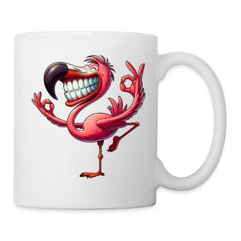 Cute Cartoon Flamingo Yoga Gymnastics - Mug - white - Right