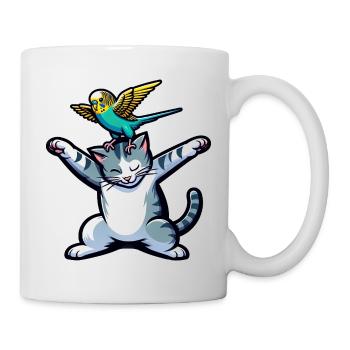 Cute Cat Budgie Friends Pets - Mug - white - Right