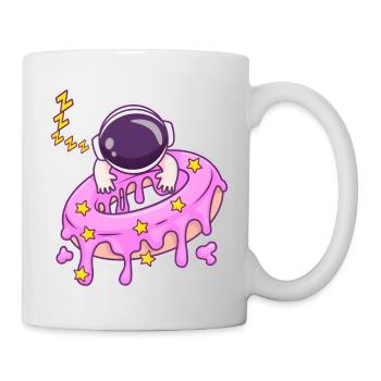Mignon bébé astronaute dormant sur un dessin animé de beignet - Mug blanc - blanc - Droite