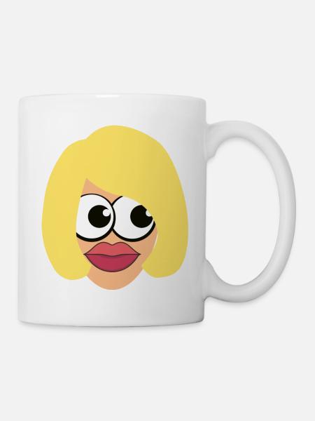 Blonde Frau mit Make-up - Tasse - Weiß